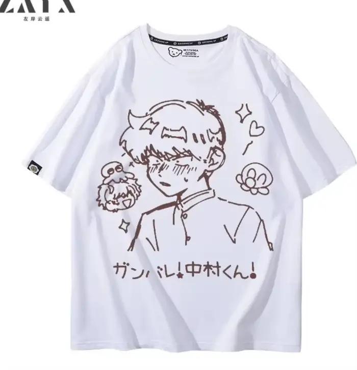 NOUVEAU Anime Ganbare! Nakamura-kun! ! ‌ ‌ Nakamura Okuto ‌   T-shirt à manches courtes pour cosplay, haut d'été polyvalent pour étudiants, pour hommes et femmes