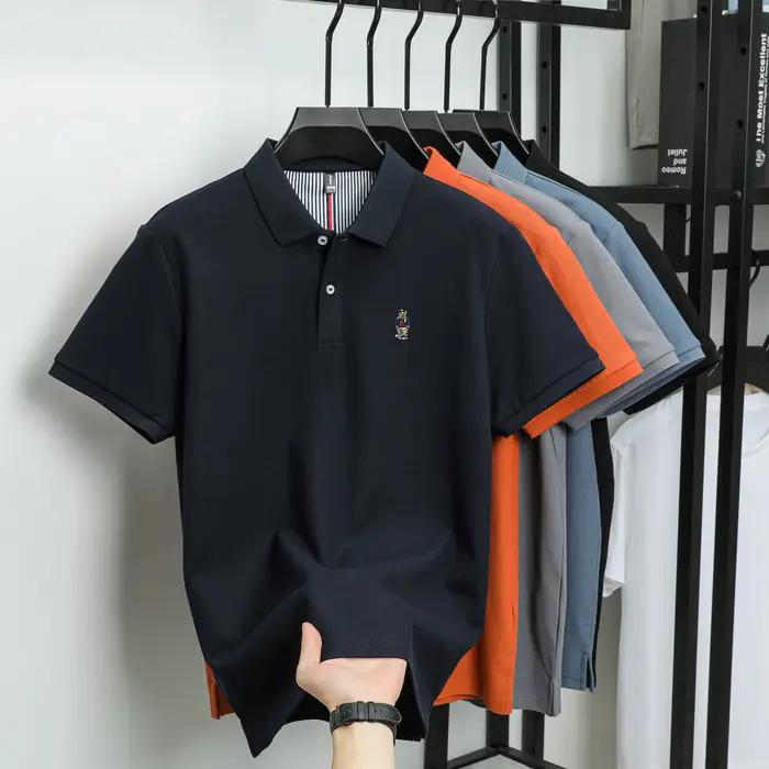 Polo à manches courtes pour hommes T-shirt respirant 100% coton marque haut de gamme ours de dessin animé