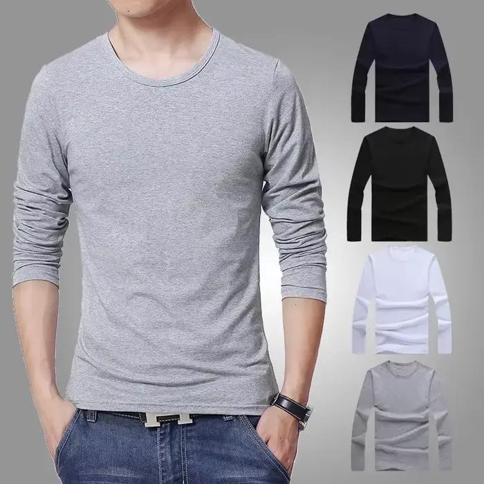 T-Shirt à Manches sulfet Col Rond pour Homme, Vêtement Slim, Jeune Homme, 2025