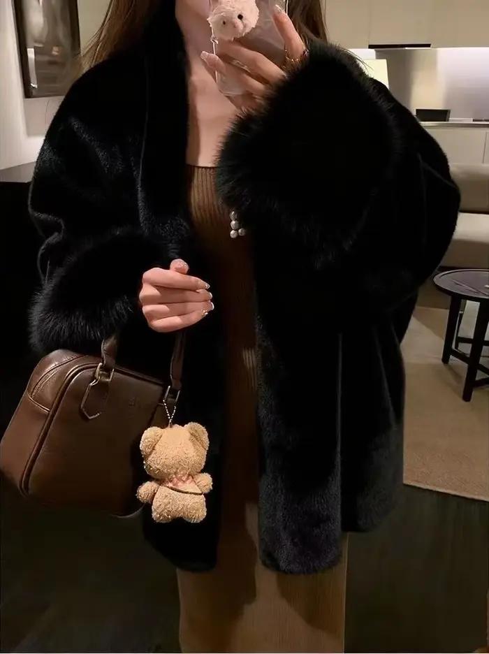 Manteau en fausse fourrure de vison pour femme