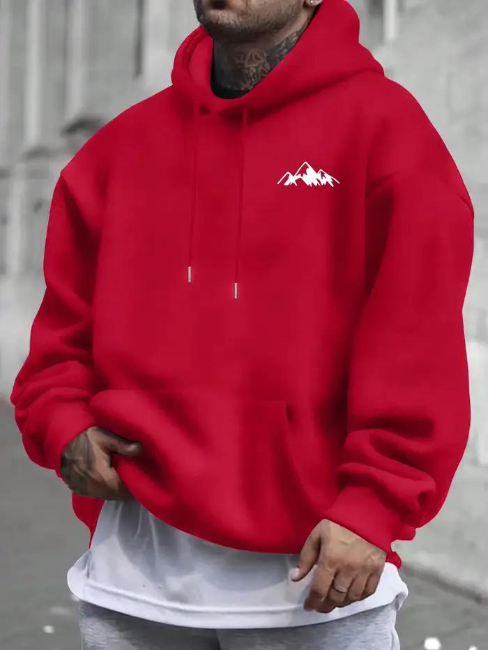 Sweat à capuche rose décontracté pour hommes avec doublure polaire graphique élégant à manches longues coupe régulière