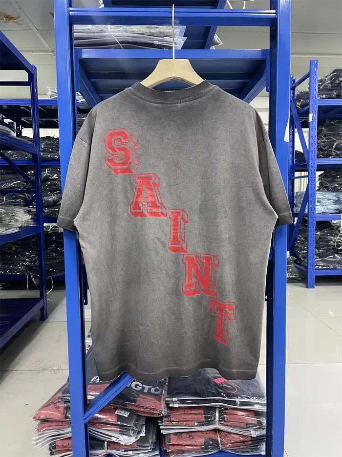 Saint ange lavé gris T-shirt