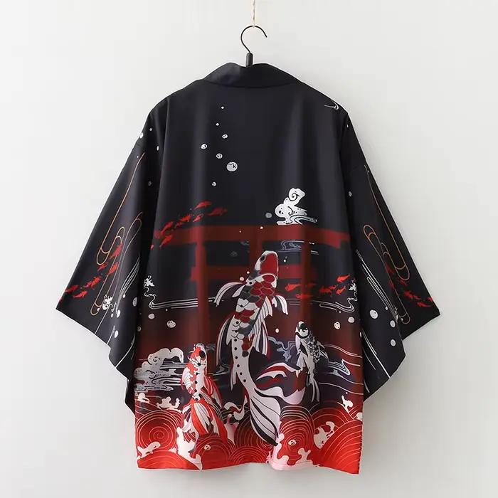 Kimono de samouraï japonais ample d'été, Streetwear, Cardigan Cosplay Haori Harajuku pour femmes et hommes, vêtements traditionnels Yukata