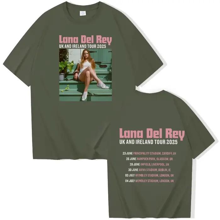Lana Del Rey royaume-uni et irlande stade Tour 2025 chemise col rond manches courtes Fans chemises cadeaux