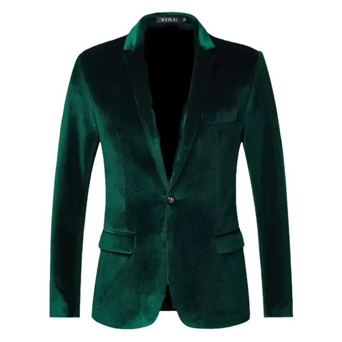 Veste de costume décontractée en velours pour homme, style printemps-automne, coupe ajustée, jeune et tendance, vêtements occidentaux élégants, tenue formelle