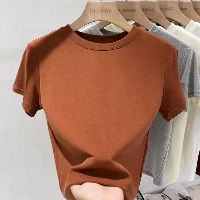 AOSSVIAO 2026 T-shirts 100 % coton unis pour femmes