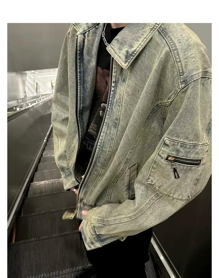 Nouvelle veste en jean délavé style vintage pour homme