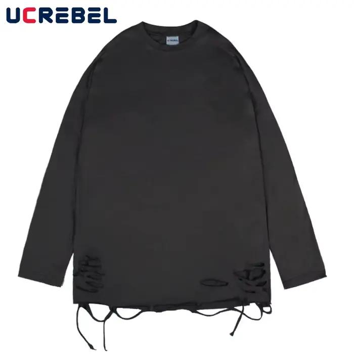 T-shirt à manches longues à col rond pour hommes