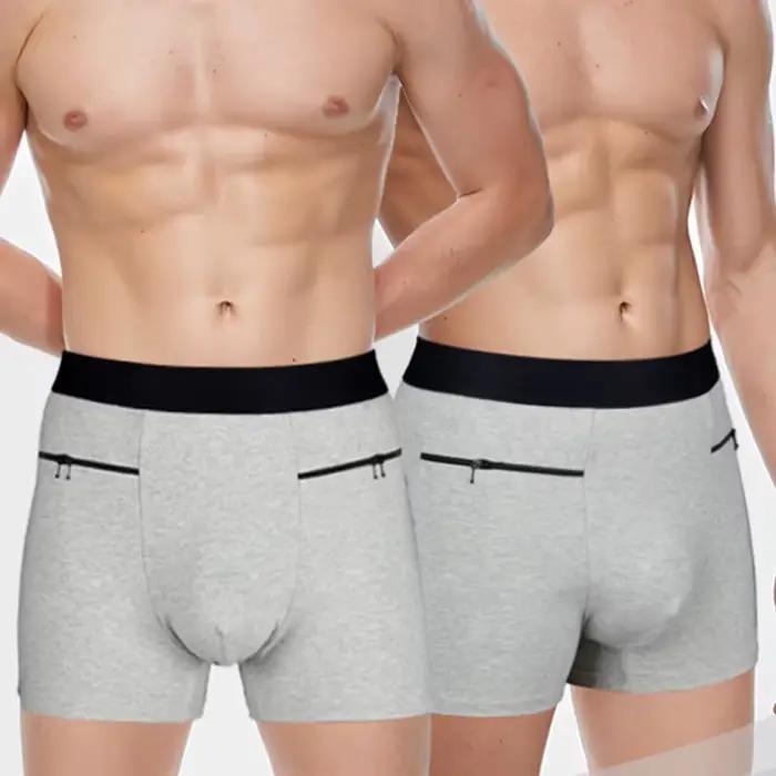 Taille européenne Sexy hommes sous-vêtements avec poches zippées grande