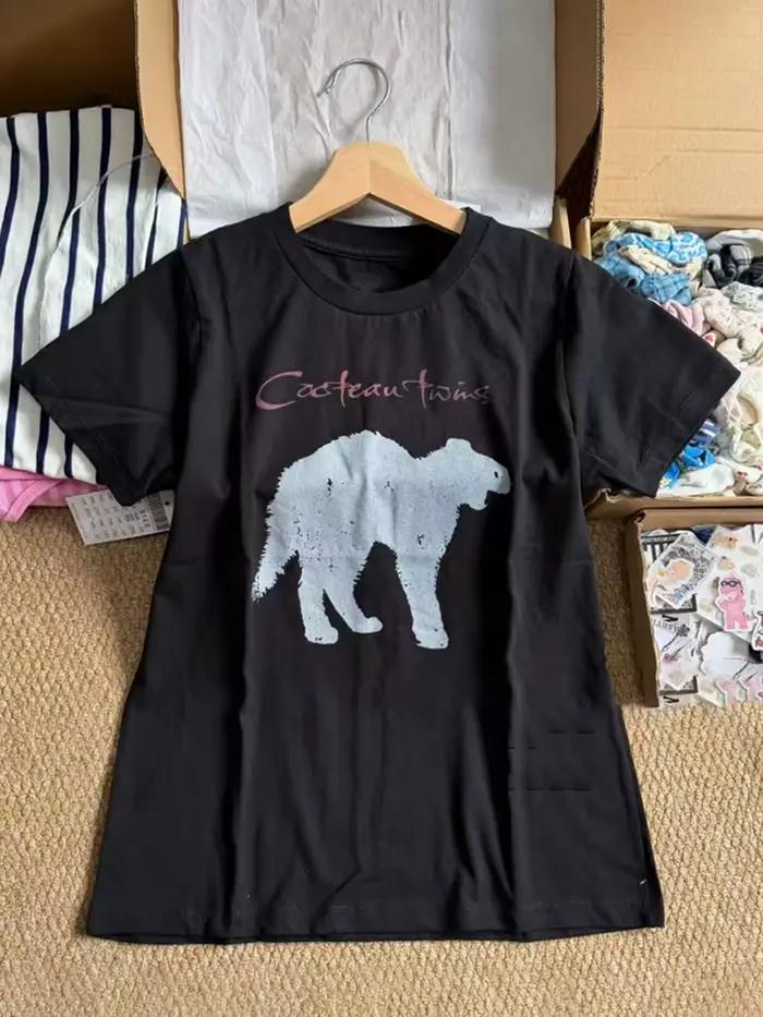 T-shirt noir à imprimé léopard pour femme