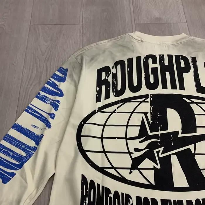 T-shirt imprimé délavé style rétro américain à manches longues