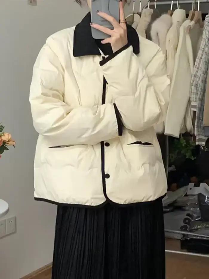 Veste matelassurera en coton à simple boutonnage pour femme