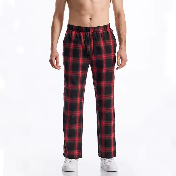 Jogging à carreaux en coton noir pour homme