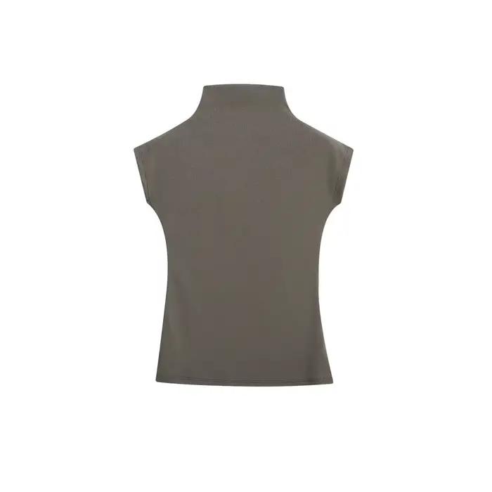 T-shirt sans manches à col haut pour femme en fibres mélangées