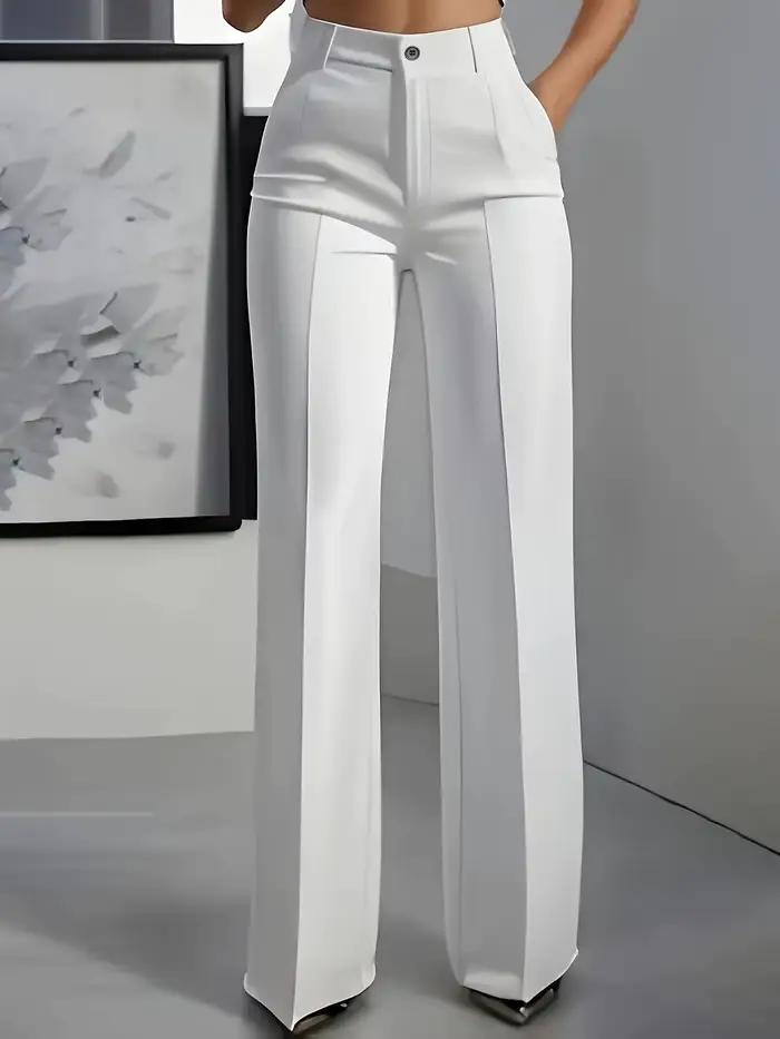 Pantalon de costume pour femmes élégant et droit de saison automne hiver pour bureau et occasions spéciales en polyester avec fermeture élastique haute qualité