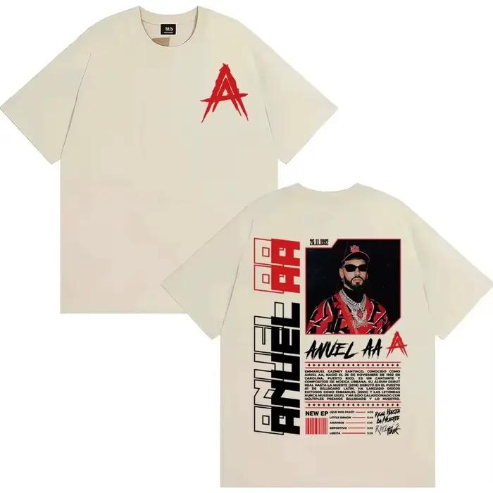 T-shirt Anuel AA Rhlm 2 Real Hasta La Muerte, vêtements pour hommes et femmes, t-shirt Harajuku gothique vintage en coton, t-shirt surdimensionné