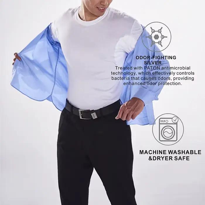 T-shirt à col rond avec coussin anti-transpiration pour homme, maillot de corps uni, t-shirt respirant décontracté, haute qualité