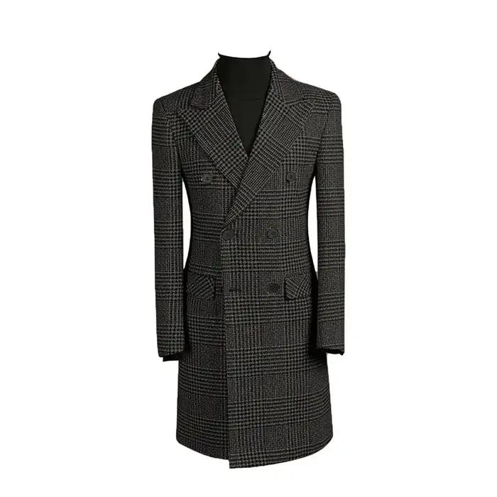 Manteau Long pied-de-poule pour hommes