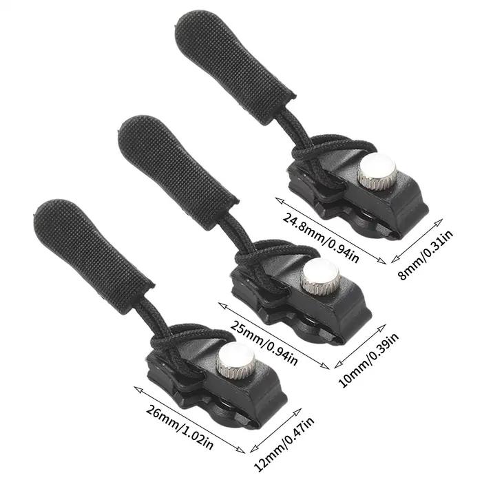 Kit de réparation de fermetures éclair universelles, 3 pièces, tête de fermeture éclair détachable instantanée, remplacement facile, tirette universelle, facile à utiliser, pour vestes et sacs