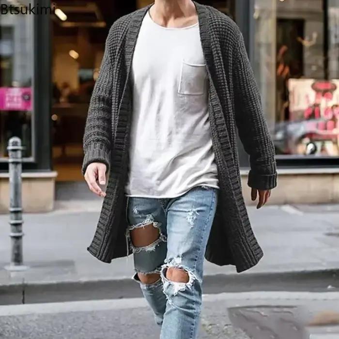 Nouveau cardigan tricoté pour homme décontracté pull ample laine polyester acrylique couleurs noires bleues brunes gris foncé taille S M L XL 2XL automne hiver occasions quotidiennes soirées club
