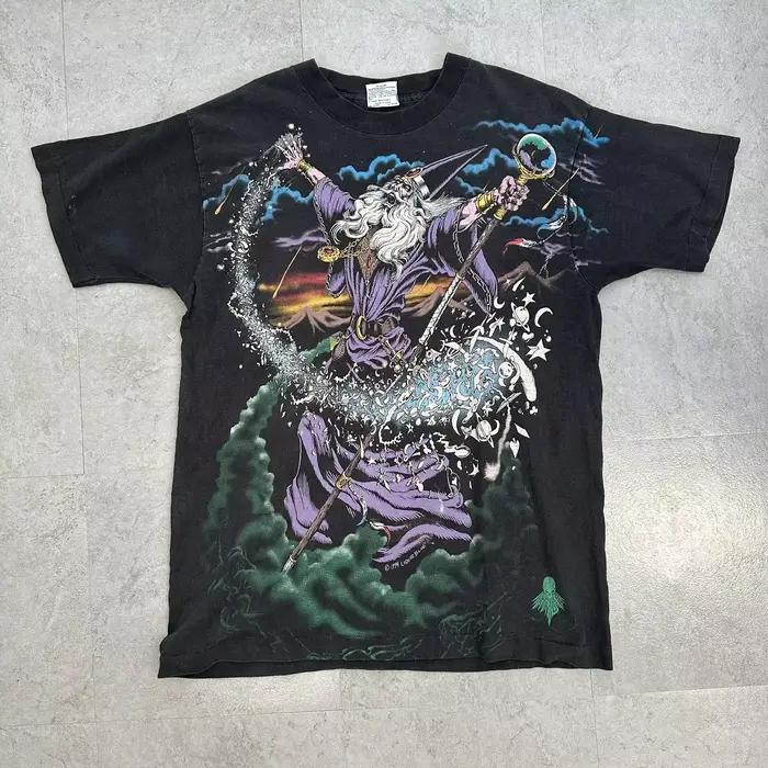 Années 90 Vintage Surdimensionné Assistant Mystique Graphique Imprimé T-shirt Streetwear Unisexe Mode