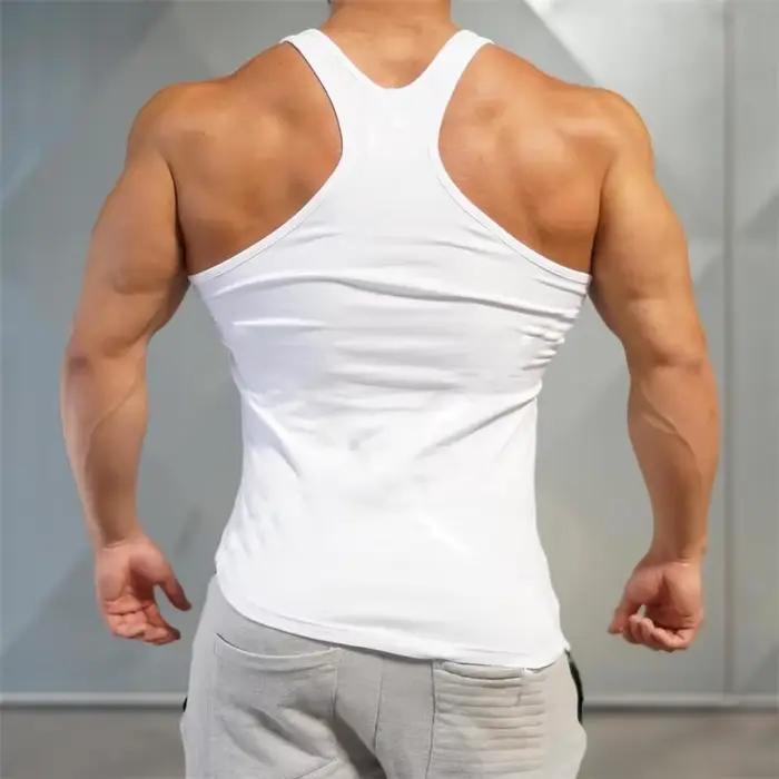 Été Slim Fit Vêtements Plaine Hommes Coton Ourlet Irrégulier Gilet Gym Bodybuilding Débardeurs Entraînement Muscle Décontracté Chemise Sans Manches