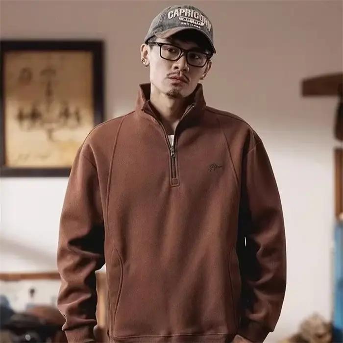 Pulls à Capuche Homme Printemps 2026 Nouveaux Modèles Demi-Zip Polo Imprimés Lettres Oversize Patchwork Y2K Vintage Streetwear