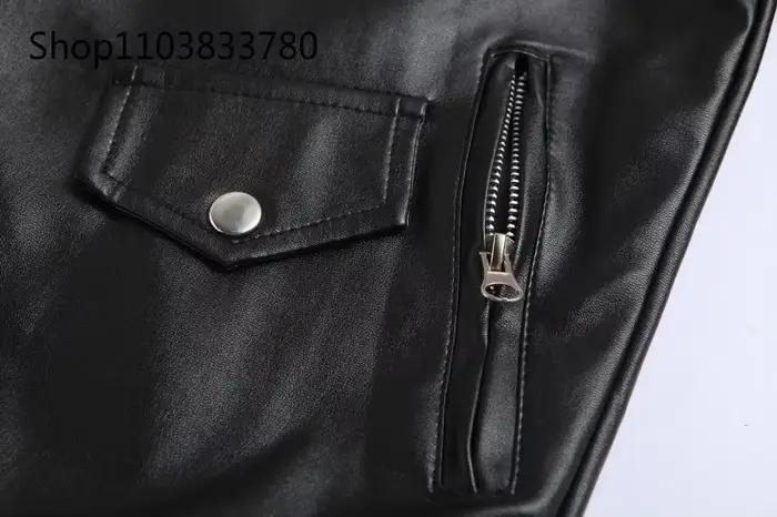 Veste de moto en cuir PU pour hommes