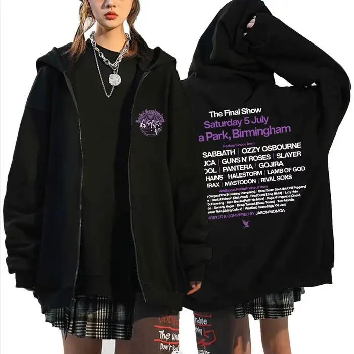 Heavy Metal Rock Band Black Sabbath et Ozzy Osbourne Retour au début Sweat à capuche avec fermeture éclair Hommes Femmes Vintage Gothique Veste zippée