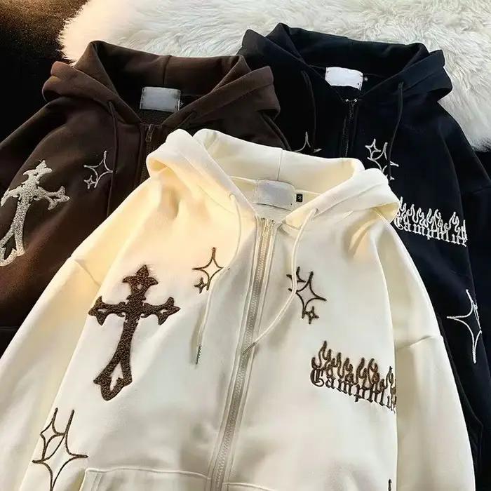 Sweat à Capuche Rétro pour Femme, Veste Hip Hop Harajuku, High Street, Fermeture Éclair, Décontracté, Y2K, Occasions Spéciales Automne Hiver