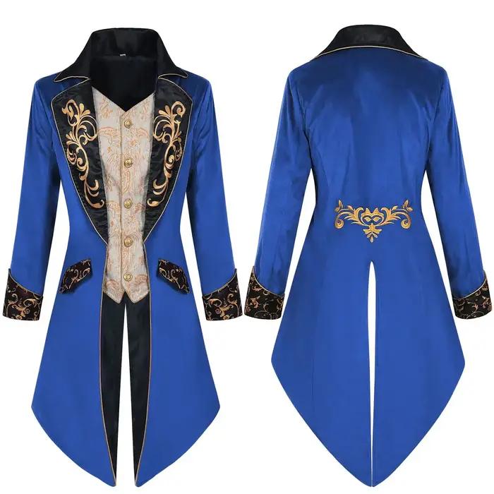 Veste de costume homme vintage en velours violet style steampunk gothique victorien, frak médiéval, costume de la Renaissance, uniforme homme