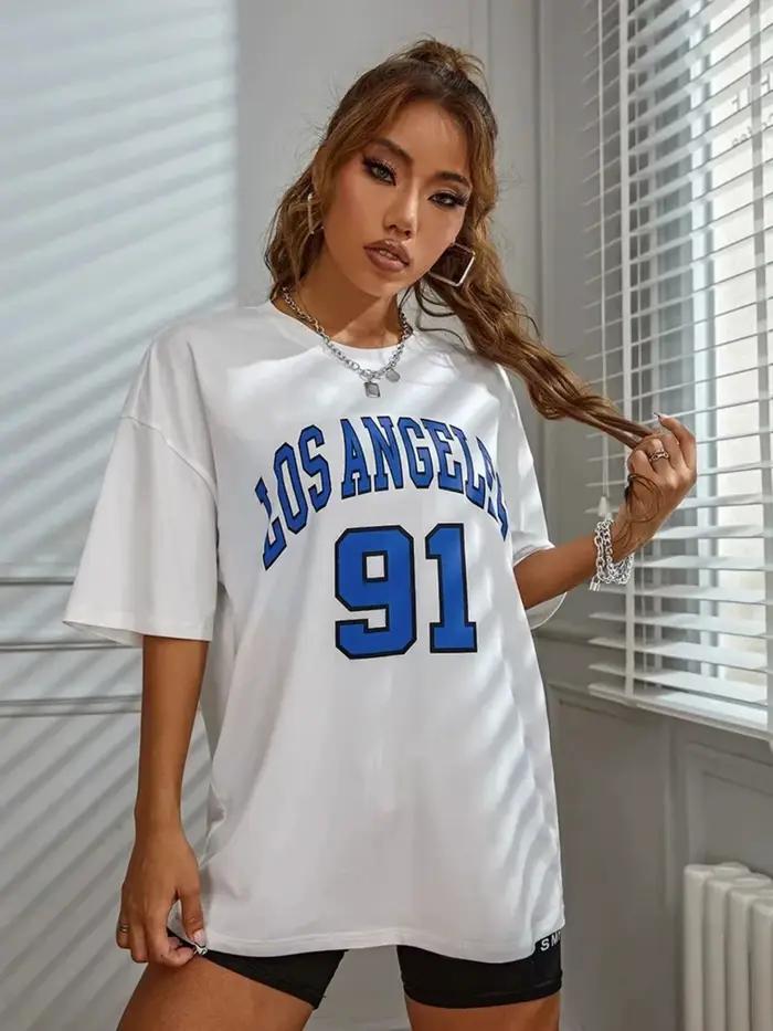T-shirts surdimensionnés imprimés Los Angeles 91 Street City pour femme