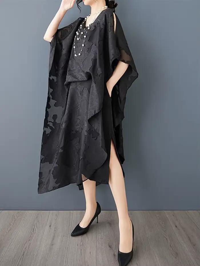 Manches courtes épaules dénudées vintage nouveau en robes pour femmes décontracté ample longue robe d'été vêtements élégants 2025