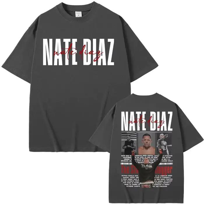 T-shirts vintage Nate Diaz The Stockton pour hommes et femmes, T-shirt esthétique à thème violences, 100% coton, coupe ample et oversize