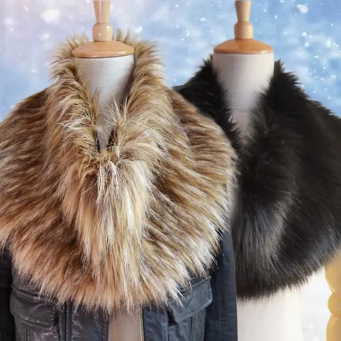 Femmes chaud fausse fourrure faux col châle hiver dames en peluche écharpe manteau doux moelleux cou plus chaud vestes vêtements accessoires