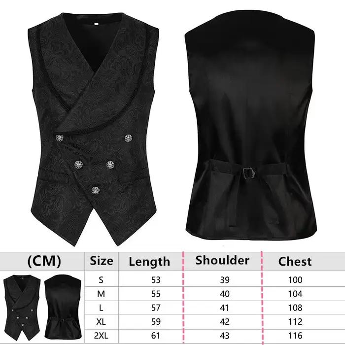 Gilet de costume noir pour homme ; Tissu jacquard
