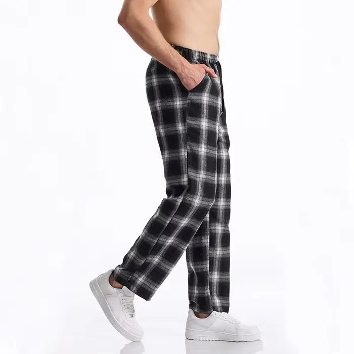 Jogging à carreaux en coton noir pour homme