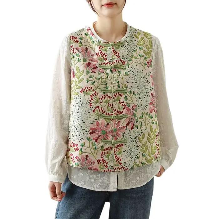 Gilet ample brodé floral