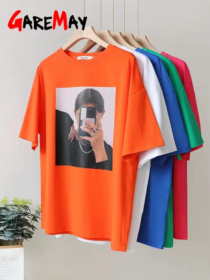 T-shirt à Manches Courtes en Coton pour Femme