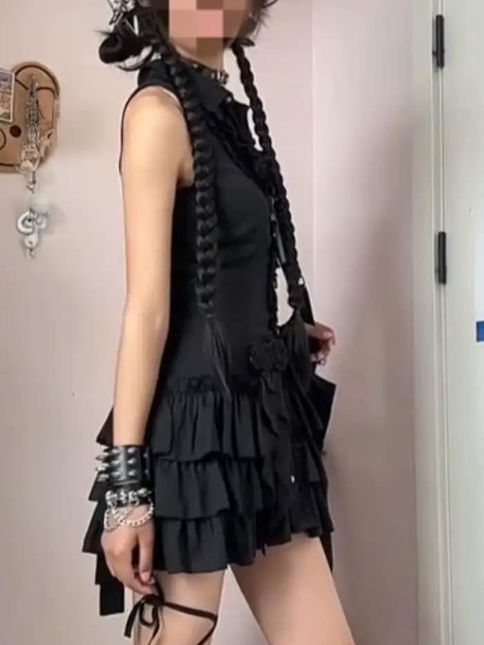 Robes noires vintage japonaises pour femmes