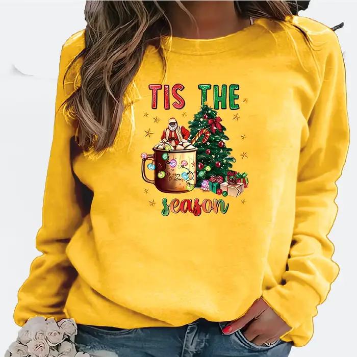 Sweat à capuche imprimé de noël pour femmes