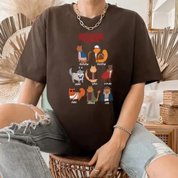 Kawaii étranger chats t-shirt drôle chat chemise série TV à l'intérieur