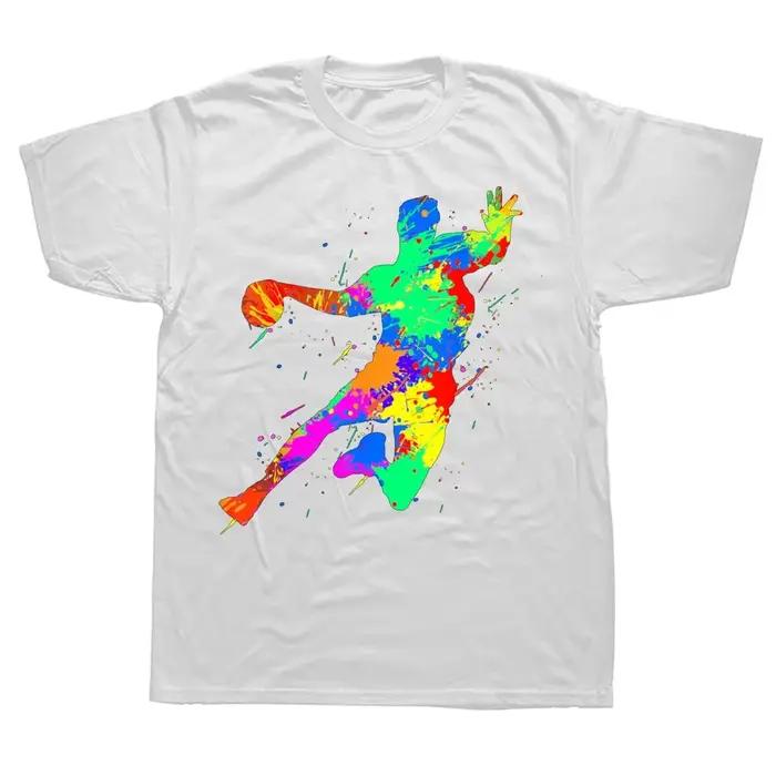 Conceptions drôles de joueur de Handball pour hommes femmes T-shirts hauts col rond à manches courtes mode t-shirt