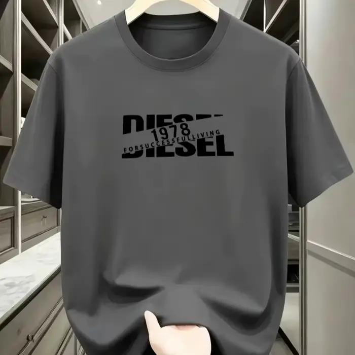 T-shirts imprimés DIESEL, nouvelle tendance européenne et américaine, t-shirt décontracté à manches courtes pour hommes, couleur unie, hauts de sport d'été pour hommes