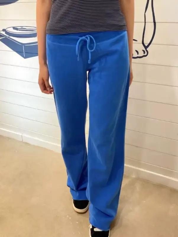 Pantalon de survêtement bleu royal femme vintage streetwear doux coton printemps automne jogging polyvalent occassions sportives