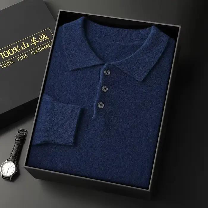 Luxe hommes pull en cachemire 100% laine mérinos boutonné