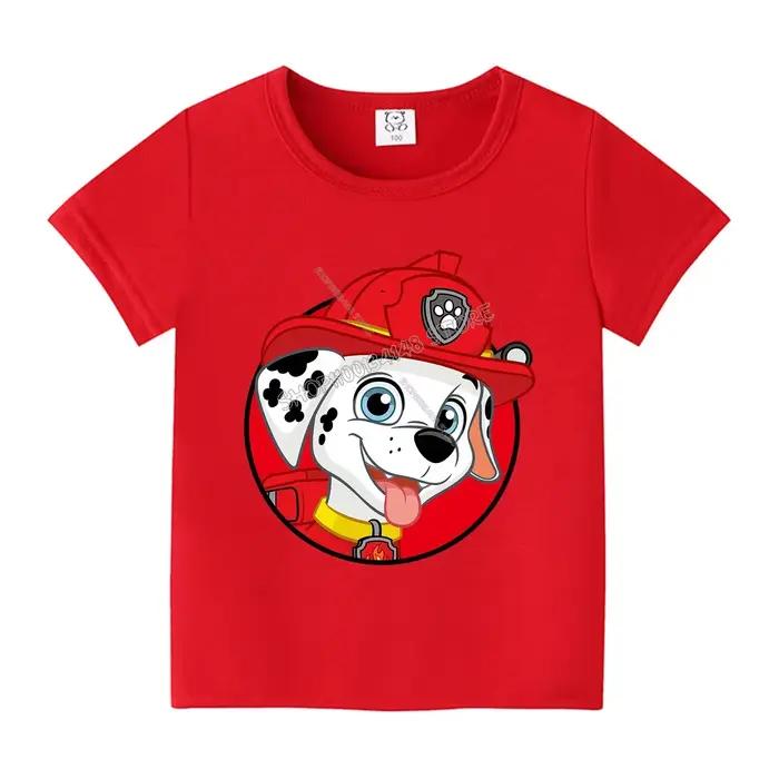 T-shirt Paw Patrol pour enfants, vêtements de dessin animé Chase Skye, vêtements d'été pour garçons et filles, vêtements d'anime Kawaii, col rond, cadeau