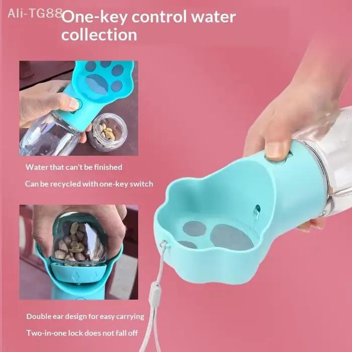 Bouteille d'eau portable VeraCove 2 en 1 pour animaux de compagnie avec distributeur de nourriture