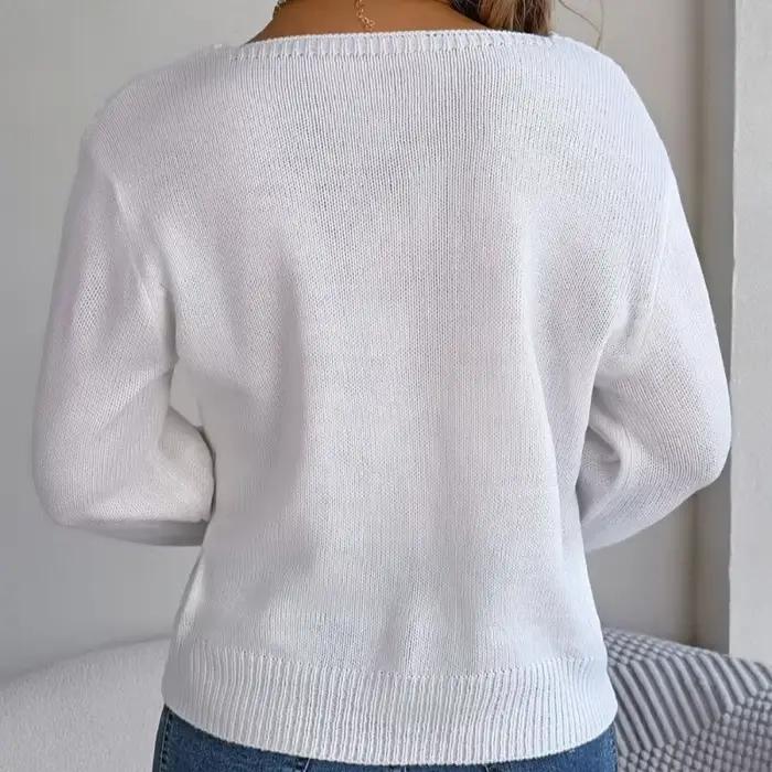 2025 col carré tricoté pull femmes automne hiver mode câble tricot