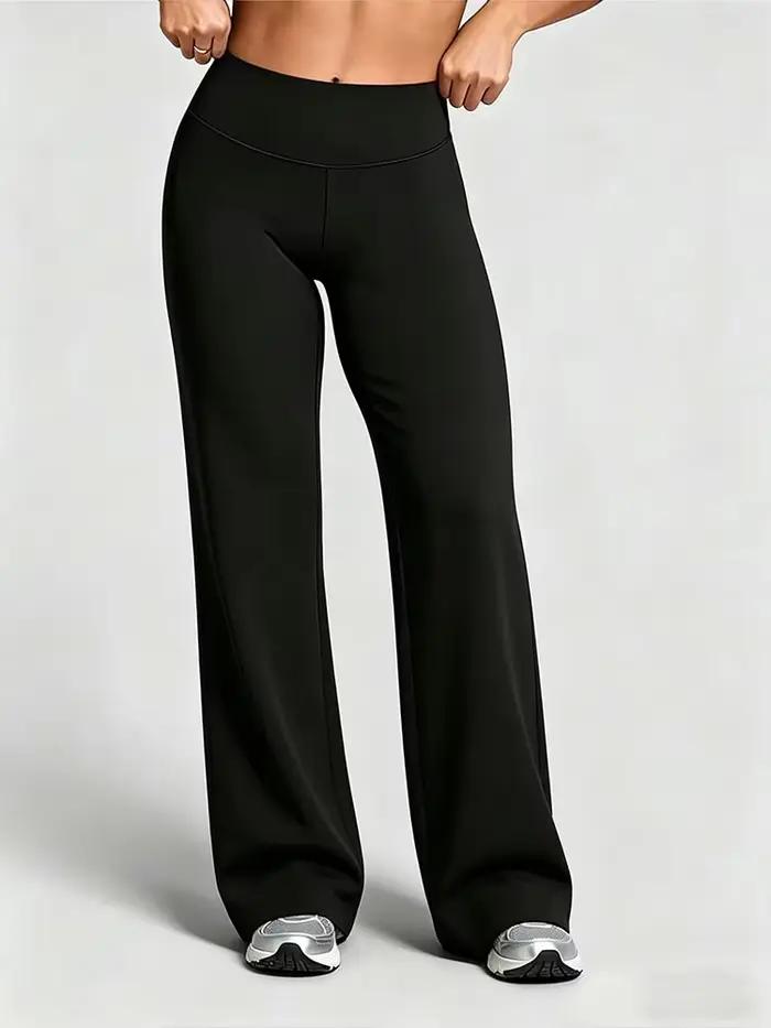 Pantalon long décontracté pour femme effet seconde peau doux coupe ajustée jambe droite ou large pour yoga course gym vêtements de sport grandes tailles